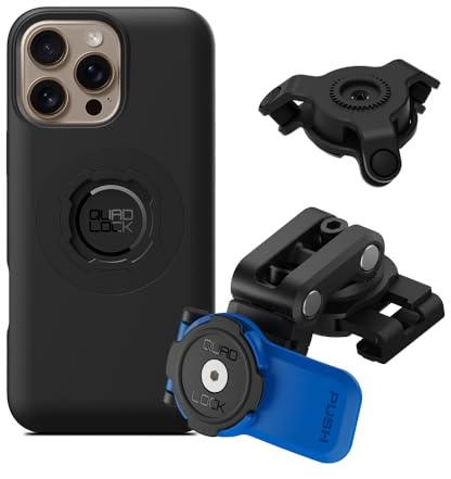 QUAD LOCK Bremszylinderdeckel Handyhalterung für Motorrad mit Vibrationsdämpfer und MAG-Hülle für iPhone 16 Pro Max