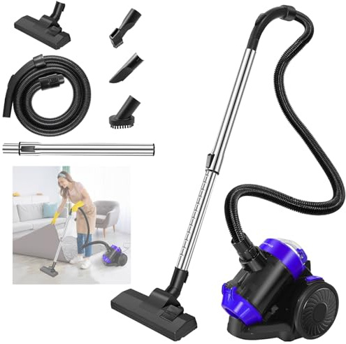 Cylinder Bagless Vacuum Cleaner with 1.5L Capacity Dust Tank, Crevice Tool, Hose, Telescopic Extension Pole, 1000W Powerful Vacuum Cleaner for Hardfloor, Carpet & Car, Compact & Lightweight