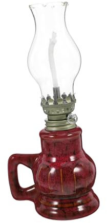 EXQUIMEUBLE Öllaterne Vintage Aus Keramik Und Glas Für Innenbereich Notbeleuchtung Mit Öllampenbrenner Warmem Schein Für Zuhause Büro Und Camping