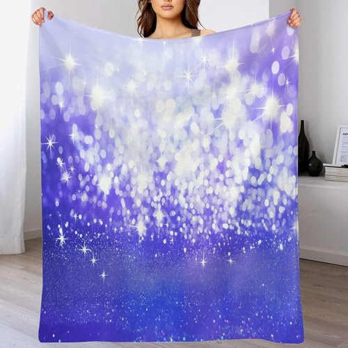 okoikfc Manta Sofa 100 x 130 cm Púrpura, Suave y Cálido Microfibra Cobijas Invierno Luz de Las Estrellas Mantas Franela para Cama y Sofá, 3D Manta Polar para Adultos y Niños Niña P819
