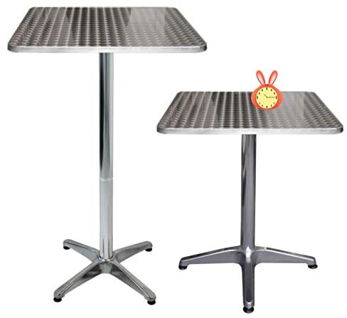 Höhenverstellbarer Aluminium-Bistrotisch, quadratischer Metall-Bistrotisch für Küche und Wohnzimmer, 60 x 60 cm, ausziehbar 70110 cm, modernes Design, für Innen- und Außenbereich