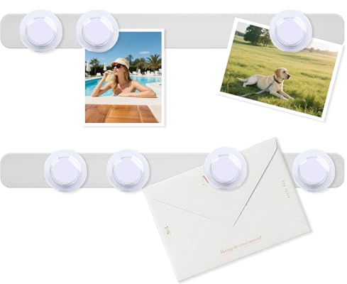 DUJEQM Magnettafel Memotafel Magnetboard Magnetstreifen Selbstklebend - 2 Stück Edelstahl Magnettafeln mit 7 Weiß Magnete, Magnetleiste Pinnwand Magnetisch Fotowand Memoboard für Büro, Kalender, Fotos