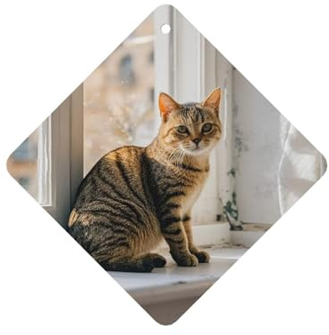 6 Pcs Car Air Fresheners,Funny Hanging Car Air Fresheners Cat Sitting On Windowsill Cute Long Lasting Scented Mirror Hanging Decoration Ornaments Gift Interior Decor Accessories For Men Women
