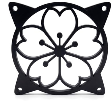 SplashNColor 120mm Sakura Fan Grill Decorative Cover, Super Cute Functional Cherry Blossom Cooling PC Fan Cover Protector for Computer Rig, Sakura PC Accessories Gaming CPU, Easy Installation Black