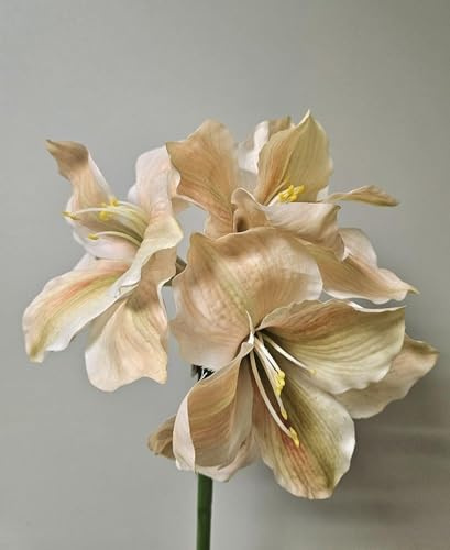 artplants.de Kunstblume Amaryllis SARNUK, Creme-Aprikose, 80cm - Künstliche Blume