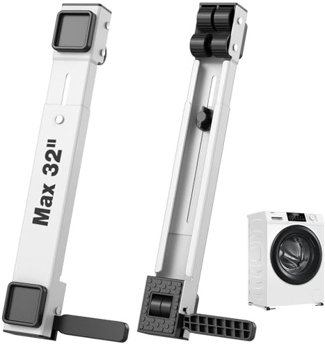 Appliance Slider Heavy Duty with Wheels, Adjustable Appliance Roller Base Max 32, Lockable Furniture Mover for Hardwood Floors, Easy Move for Refrigerator, Dryer, Dishwasher, Washing Machine (White)
