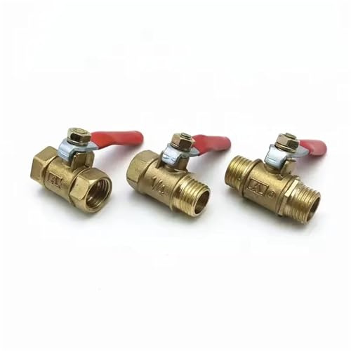 1/8 1/4'' 3/8'' 1/2'' Thread Brass Small Ball Valve Connector Joint Copper Pipe Fitting Coupler Adapter(Female-Female,1/2)