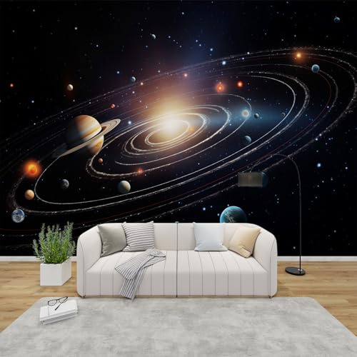 MMYAOKEN Papier Peint Panoramique Planète 200x140 cm - Décoration Murale Espace Galaxie Univers - Tapisserie Murales Papier Peint Intissé pour Chambre Salon - Poster Tableaux Photo Muraux