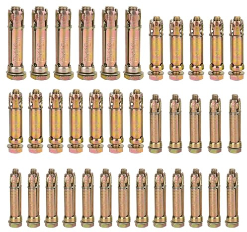 YKUKIZEE 42 PCS Heavy Duty Anchor Bolt M6 M8 M10, Expansion Bolt Masonry | for Brick Shield Wall Fixings Ground, Mixed Size Concrete Bolt Hex Bolt Sleeve, Carbon Steel