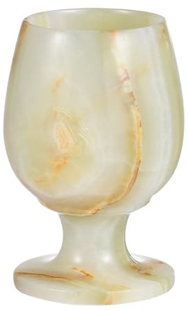 DOITOOL Adorno de Copa de Vino de Mármol Natural, Decoración Artística para Escritorio y Hogar, Copa de Vino Antigua Coleccionable, Accesorio Decorativo Minimalista de Piedra