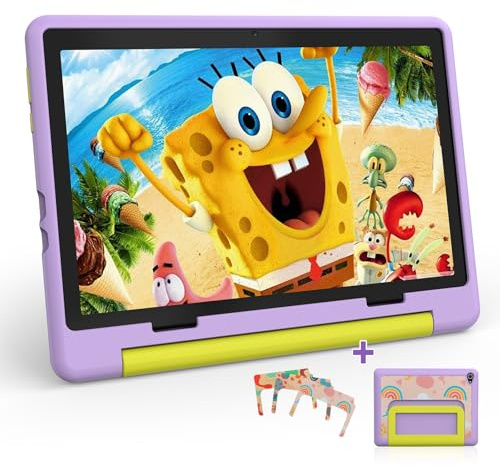 Tablet 10 Zoll, Android 16 Tablet mit 24 GB RAM+64GB ROM(TF 1TB), Wi-Fi 6G, Widevine L1, 6000mAh, Sturzsicherer Schutzhülle, Lila