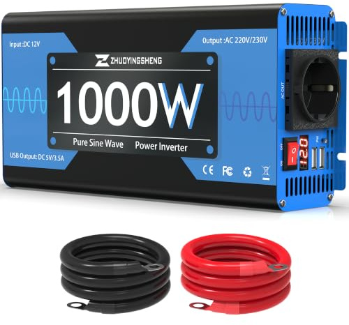 ZYS Convertisseur 12V 220V Pur Sinus 1000W/2000W Peak Bleu | ZYS 2000W（Peak） Convertisseur Pur Sinus 1000W,Onduleur Convertisseur 12V 220V,pourCamping