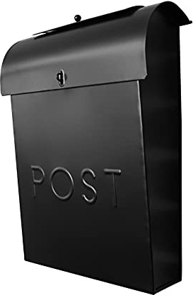 NACH Locking Mailbox, 13.9 x 3.93 x 10.6 inch, Black Mailbox with Lock, Hanging Mailbox Wall Mount - The Emily Lockable Mailbox