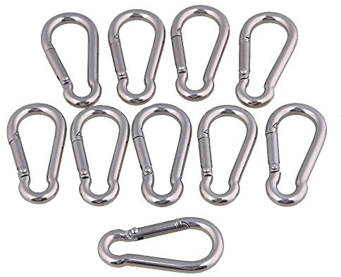 M4 40 mm Edelstahl Multifunktions-Spring Karabinerhaken Schnell Link Lock Ring Karabiner Set von 10