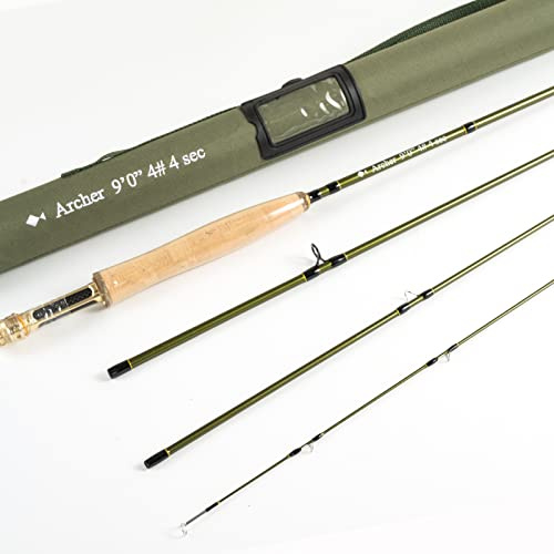 AnglerDream Archer flugfiskespö 4 sektioner 9 fot 4 WT med Cordura tub grafit IM 10/36T kolfiber mörkgrön flugspö