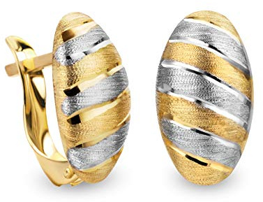 PRINS JEWELS Bicolor Creolen Matt & Glänzend 14 Karat 585 Gold - SIT15 | Bicolor Creolen aus echtem 14 Karat 585 Gold mit matter und glänzender Oberfläche