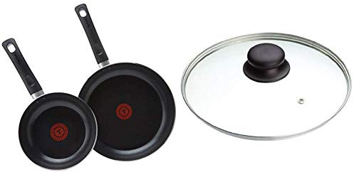 Tefal Taste, 20 cm/ 28 cm, Twin Pack, Frying Pan Set, Non Stick & MasterClass KitchenCraft Replacement Glass Saucepan Lid Designed to Fit All Saucepans and Frying Pans, 28 cm