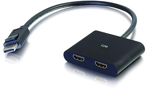 C2G DisplayPort™ 1.2 to Dual HDMI® MST Hub 4K Doppelmonitor MST Hub, DP Multi-Stream Transport (MST) Multiple Monitor Splitter, Schwarz, 84293