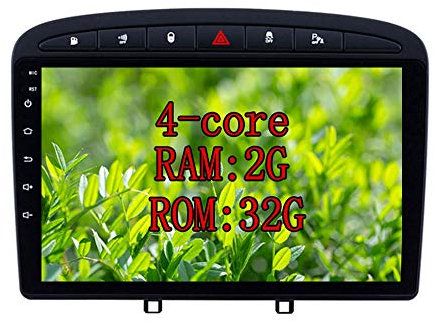 XISEDO 9 Pollici Android 9.0 Autoradio 4-Core RAM 2G ROM 32G Schermo di Tocco In-dash Car Radio Navigatore GPS per Peugeot 308 (2008-2010) (nero 32G)