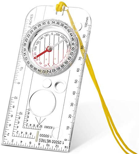 Navigation Kompass Pfadfinder Compass Orientierungslauf Kompass Leichter Wanderkompass mit Einstellbarer Neigung für Expedition Karte Lesen Navigation Orientierungslauf (12,5 x 6,0 cm)