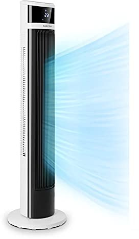 Klarstein Icetower Smart - Ventilador, Caudal 100 m3/h, 3 velocidades, 3 modos funcionamiento, Oscilación, Temporizador, Wifi, Funcionamiento App, Panel táctil, Iluminación LED, Control remoto, Blanco