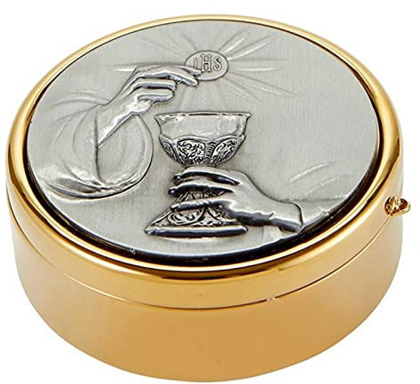 Messing Kelch und Gastgeber Krankenhaus Kommunion Pyx, religiöse Kirche Waren, 8,9 cm