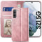 YATWIN Compatible with Samsung Galaxy S21 Case, Flip Wallet Leather Case with Card Slot and Shockproof Function Kickstand Phone Cases Cover for Samsung S21 - Pink