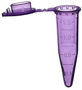 MUHWA Lot de 500 tubes de micro-centrifugeuse gradués en polypropylène avec bouchon à clipser, 1,5 ml - Flacons coniques pour laboratoire (Violet)