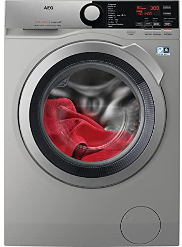 AEG L7FEE842S Lavadora de Libre Instalación, Carga Frontal, 8 Kg / 1400 rpm, Serie 7000, Motor Inverter, Función Vapor, Programa Rápido, Panel de control LCD, Puerta XL Plateada, Planteada, Clase B