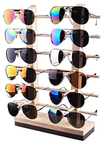 TOMYEUS Brillenhalter Holz Sonnenbrille Brillen Anzeige Rack Ständer Regal Multi Layer Gläser Display Show Stand Holder Sonnenbrillen-Organizer (Color : 2 Row 6 Layer)