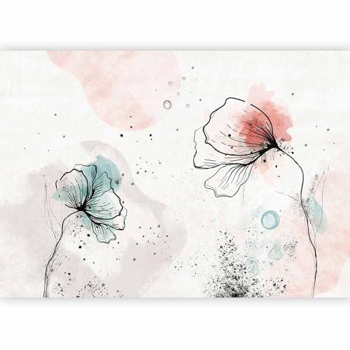 murando Fotomurales autoadhesivos Amapolas 343x256 cm Papel Pintado | coración Pared Murales Pegatina corativos adhesivos 3d Fotográfico Tableros Flores Naturaleza como pintado