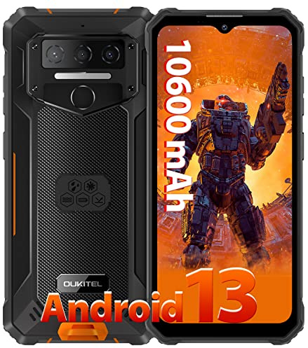 OUKITEL WP23 Rugged Smartphone Android 13, 10600mAh 7GB+64GB/1TB Telefono Indistruttibile, 6.52 Schermo, 13MP + 5MP Fotocamera, IP68 Impermeabile Cellulare Antiurto, Dual 4G SIM/Face ID/NFC/OTG/GPS