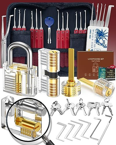 37+5 Piece Lock Picking Set, [2024 Newest Pioneer Edition & New Lockpick Experience] Eventronic Lock Picking Tool Kit with 5 Transparent Training Padlocks, Manual for Beginner and Pro Locksmiths