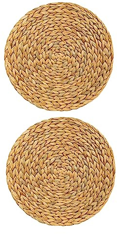Homsfou Untersetzer aus Stroh, geflochten, 20 x 20 x 0,5 cm, 2 Stück Isoliermatten für Teekanne, Töpfe, Tischschutz, Dekoration für Zuhause