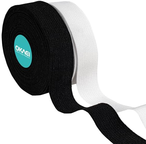 Okaei 10 m de Bande élastique - Bande élastique pour couture - Certifiée Öko-Tex - Bande élastique légère de 50 mm de large - Idéale pour couture DIY, vêtements et bricolage - 5 m Noir et 5 m Blanc