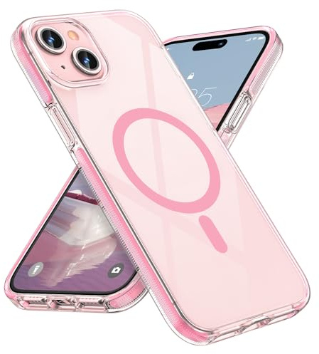 MATEPROX Custodia Magnetico per iPhone 15 Plus Cover, Trasparente Anti-Ingiallimento, Sottile e Elegante Custodia Protettiva per iPhone 15 Plus 6,7 2023-Rosa