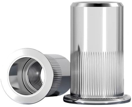 100 dadi per rivetti ciechi M8 in acciaio inox, inserti filettati a testa piatta, robusti dadi a testa svasata per pannelli in metallo e plastica