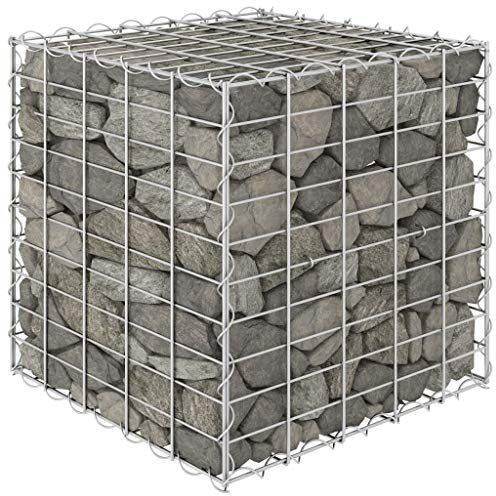 IKAYAA Gabionen-Pflanzkübel Gabionenkörbe 50 x 50 x 50 cm Gabionen-Hochbeet Befüllbare Steinkörbe Gabionenkörbe Pflanzgefäß Gabionen Hochbeet Steinkorb Verzinkter Draht