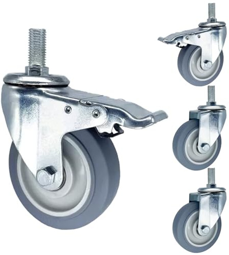 Lenkrollen Mit Gewinde Vorbau M20 M16 M14 × 30mm - Leise Gummi Ersatz Rollen 75mm 100mm 125mm Rollen Für Möbel 4 Stück 2 Mit Bremsen, 2 Ohne Bremsen, Für Trolleys, DIY, Speisewagen