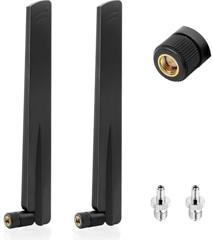2 antenne WLAN dual band 2,4 GHz 5 GHz 5,8 GHz 18dBi MIMO RP-SMA/ TS9 maschio antenna per router Wi-Fi, desktop PC, adattatore USB, schede PCI-E, telecamera IP di sicurezza, monitor FPV