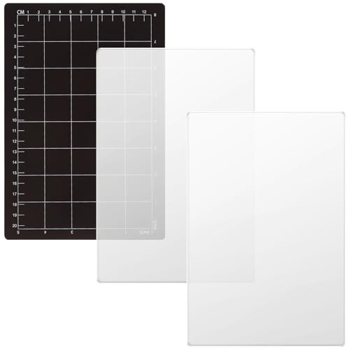3PCS Schneidematte 22,86 x 15,24cm Bastelunterlage Groß Schnittfest mit Raster und Lineal Multifunktional Magnetische Schneidematte für Die Meisten Stanzmaschinen Bastelprojekte