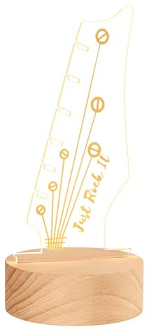 Porte-Médiator Lumineux, Créatif Tête de Guitare Support de Médiator avec Base Bois pour Rangement et l'Affichage des Médiators Meilleur Cadeau pour Hommes Guitaristes Mélomanes