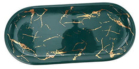 Alipis 1 Pc Assiette en céramique marbrée carré Table Basse en marbre Anneau Plat Plateaux à sushis Plateau de Presentation Plateau de Sushi Maison Plaque de Bijoux en céramique Green