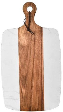 Paleta para Servir de mármol, Tabla de Cortar de bambú con Mango, Tabla de Queso de mármol para Servir, Tablas de Cortar de mármol Blanco y Negro para Cocina, Tabla de c