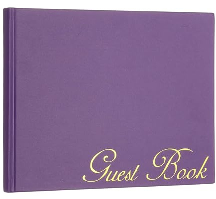 PATIKIL Elegant Guestbook, 9x7 PU Leather Wedding Guest Book Stylish Sign in Book with 50 Blank 120GSM Paper for Receptions Birthdays Funerals Special Events, Purple