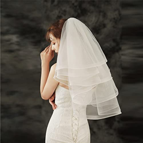 Tüll-Schleier für Brautkleider, flauschig, weiß, mehrlagig, Haarschleier für die Braut, Kamm, Brautfee, Hochzeitszubehör, Hochzeit (Farbe: Weiß) (Elfenbein)