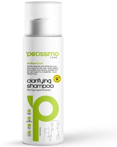 Petissimo Care Hundeshampoo & Katzenshampoo 200 ml – mildes Fellshampoo für empfindliche Haut – Reinigungsshampoo für weiches, glänzendes Fell – parabenfrei, silikonfrei & vegan