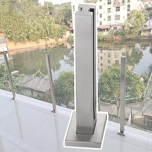 barandilla de cristal, Barandilla de escalera de acero inoxidable cepillado for interiores, abrazaderas for pilares de vidrio for terrazas exteriores y balcones.(Brushed mid Post,100cm(39 3/8))