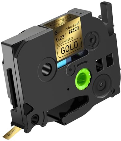 NineLeaf 1 x Ersatz für Brother P-Touch TZe-811 TZ-811 TZe811 TZ811 AZe 6mm 0.23'' Bänder Laminiertes Schwarz auf Gold Schriftband Kassette für Ptouch PT-1280TG 1280VP Beschriftungsgerät