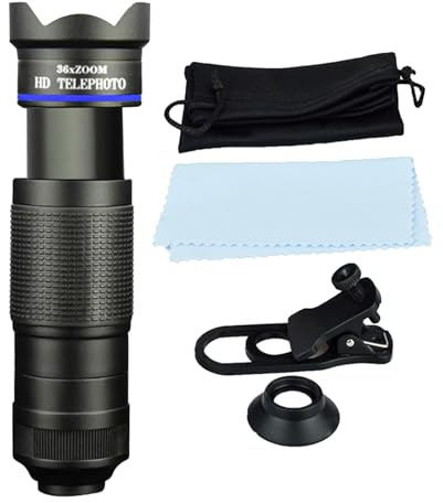 Lente monoculare per cellulare – monoculare multifunzione ad alta risoluzione con forte ingrandimento – lente zoom compatibile con smartphone per campeggio escursionismo pesca